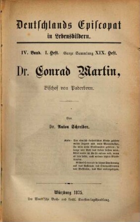 Dr. Conrad Martin, Bischof von Paderborn