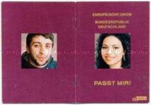 Informationsschrift im Layout eines deutschen Passes
