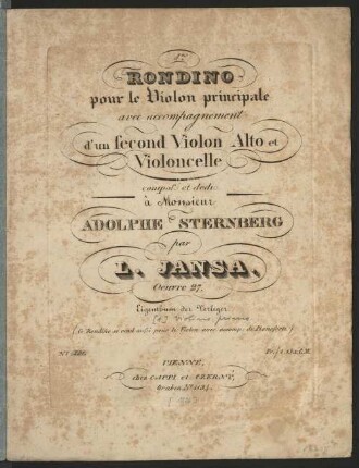 [1 er] Rondino pour le violon principale avec accompagnement d'un second violon alto et violoncelle ; oeuvre 27