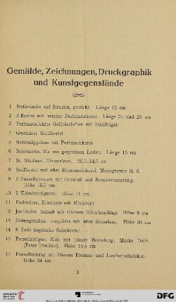 Gemälde, Zeichnungen, Druckgraphik und Kunstgegenstände (Nr. 1-362)