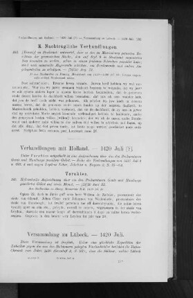 Verhandlungen mit Holland. - 1420 Juli [?].