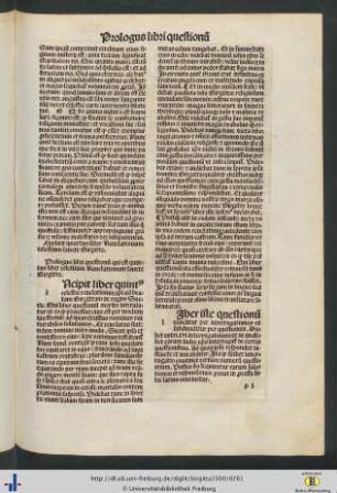Prologus libri questionum qui est quintus liber