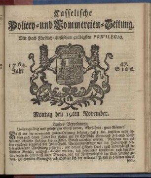 47. Stueck, Montag den 19ten November 1764