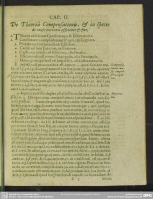 Cap. II. De Theoria Compensationis, & in specie de causis externis efficiente & fine