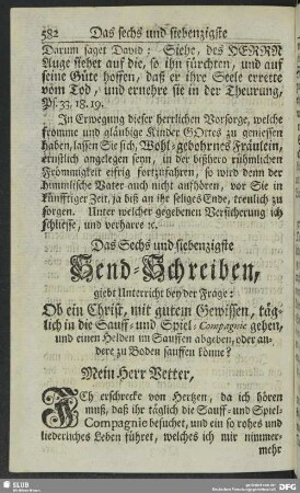 Das Sechs und siebenzigste Send-Schreiben