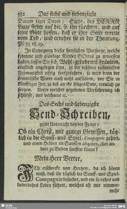 Das Sechs und siebenzigste Send-Schreiben