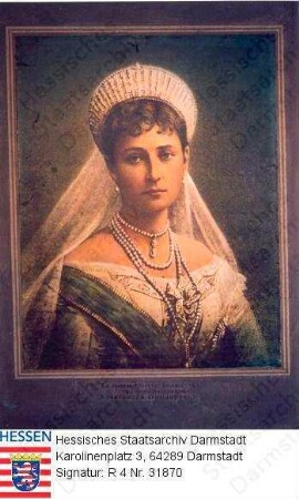 Alexandra Fjodorowna Zarin v. Russland geb. Prinzessin Alix v. Hessen und bei Rhein (1872-1918) / Porträt, vorblickend, Brustbild