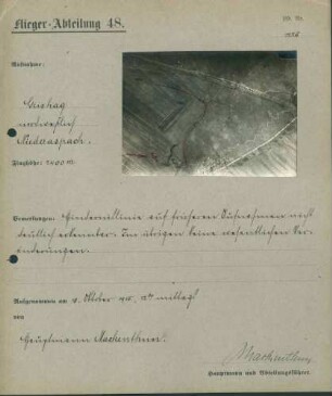 Foto feindlicher Stellungen am Geishag nordwestlich von Niederaspach (Luftbild)