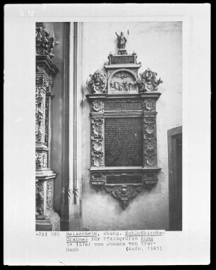 Grabmal für die Pfalzgräfin Anna (1576), von Johann von Trarbach aufgestellt