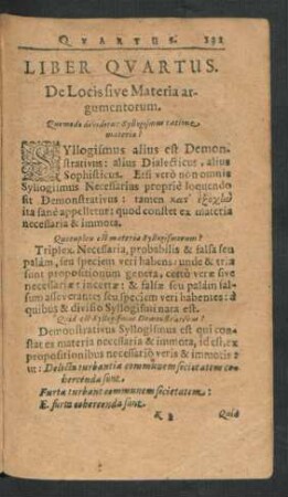 Liber Quartus. De Locis sive Materia argumentorum.