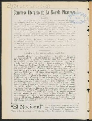 Concurso literario de La Novela Picaresca