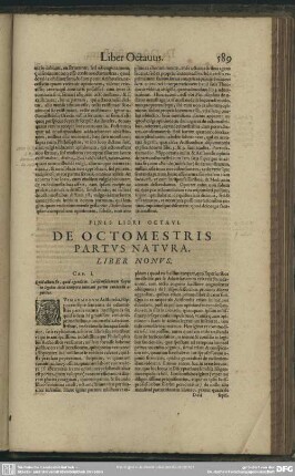 De Octomestris Partus Natura. Liber Nonus