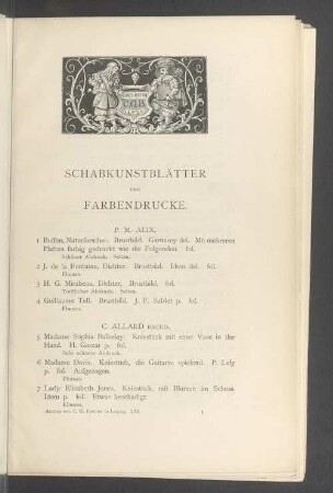 Schabkunstblätter und Farbendrucke