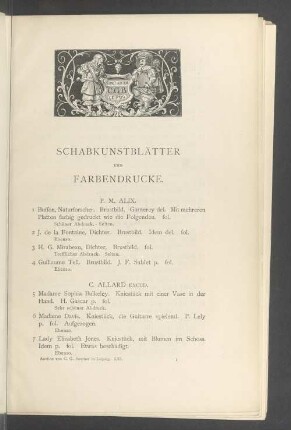 Schabkunstblätter und Farbendrucke