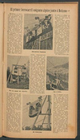 El primer ferrocarril colgante alpino junto á Bolzano