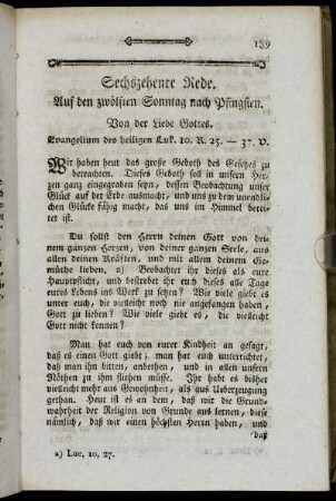 Sechszehente Rede. Auf den zwölften Sonntag nach Pfingsten.