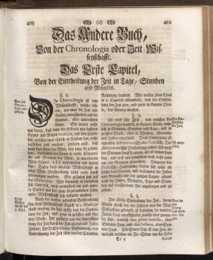 Das Andere Buch, Von der Chronologia oder Zeit-Wissenschafft.