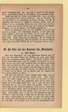 III. Die Erde und ihre Bewohner (die Menschheit)