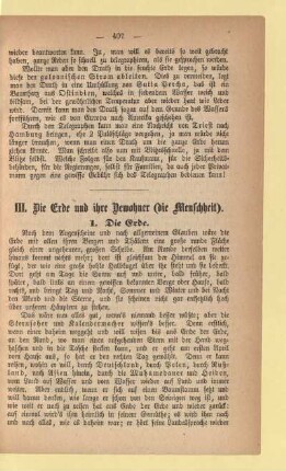 III. Die Erde und ihre Bewohner (die Menschheit)