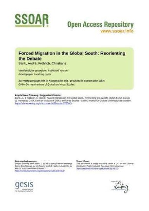 Forced Migration in the Global South: Reorienting the Debate
