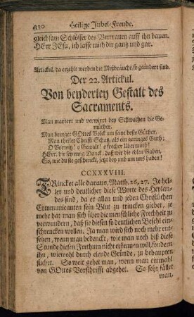 [...] Der 22. Artickul. Von beyderley Gestalt des Sacraments.