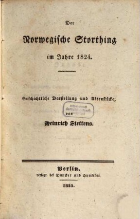 Der Norwegische Storthing im Jahre 1824