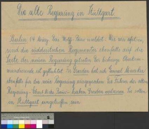 Bekanntmachung zur Bildung der neuen Reichsregierung nach                                     dem Kapp-Lütwitz-Putsch am 13. März 1920