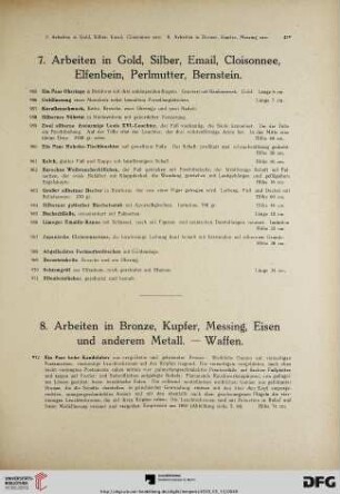 Arbeiten in Gold, Silber, Email, Cloisonnee, Elfenbein, Perlmutter, Bernstein (Nr. 955-971)