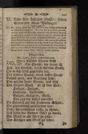 XI. Von dem heiligen Geiste, seinen Gaben und seinen Wirkungen.