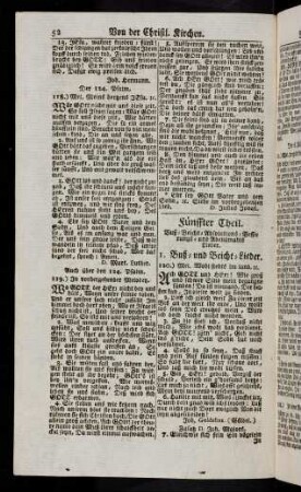 52-72, Fünffter Theil. Buß- Beicht- Absolutions- Besserungs- und Abendmahls Lieder. Sechster Theil. Jesus-Lieder.