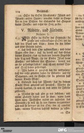 V. Abbitte, und Fürbitte.