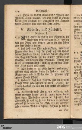V. Abbitte, und Fürbitte.
