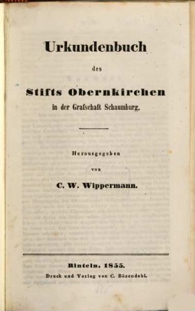 Urkundenbuch des Stifts Obernkirchen in der Grafschaft Schaumburg