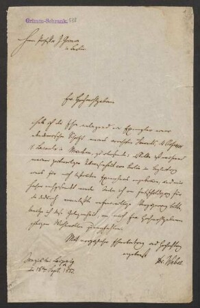 Brief an Jacob Grimm : 1852