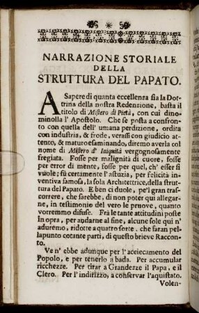 Narrazione Storiale Della Struttura Del Papato.