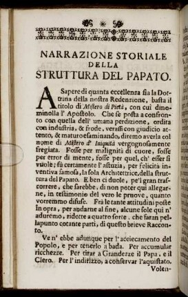 Narrazione Storiale Della Struttura Del Papato.