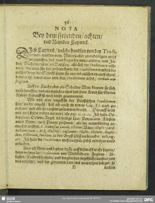Nota Bey dem siebenden, achten, und Neunden Capittel