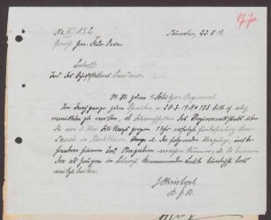 Anfrage an das 1. Schützenregiment, ob weitere Mannschaften Angaben über die Vorgänge bei der Erschießung Landauers machen können sowie die Antwortschreiben