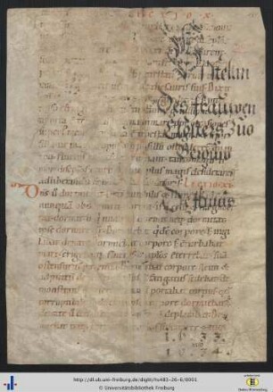 Monastisches Offiziumslektionar, Fragment
