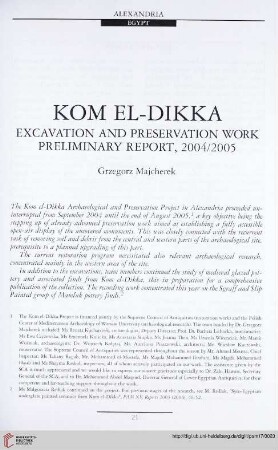 17: Kom el-Dikka : excavation and preservation work preliminary report, 2004/2005