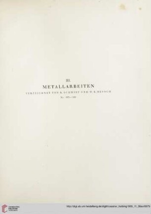 III. Metallarbeiten (Nr. 163-180)