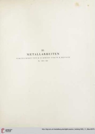 III. Metallarbeiten (Nr. 163-180)