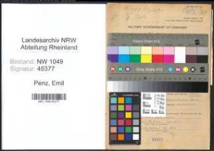 Entnazifizierung Emil Penz , geb. 20.11.1898 (Postbeamter)