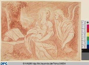 Die heilige Maria Magdalena als Büßerin und ein Engel