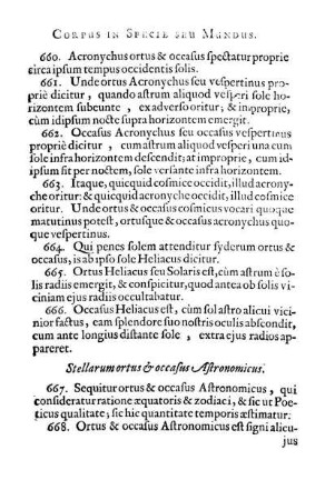 Stellarum ortus & occasus Astronomicus.
