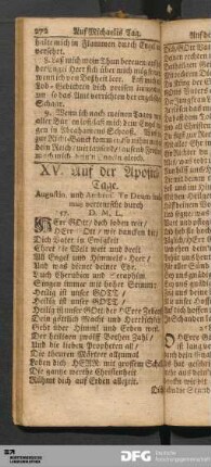 XV. Auf der Apostel-Tage.