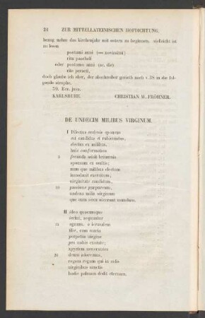 De Undecim Milibus Virginum.