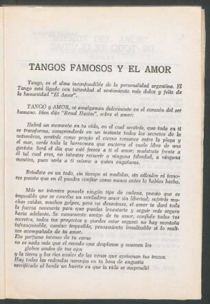 Tangos famosos y el amor