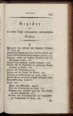 Register der in diesem Buche vorkommenden merkwürdigsten Sachen.