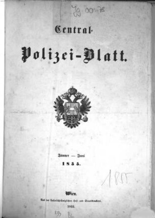 Zentralpolizeiblatt. 1855